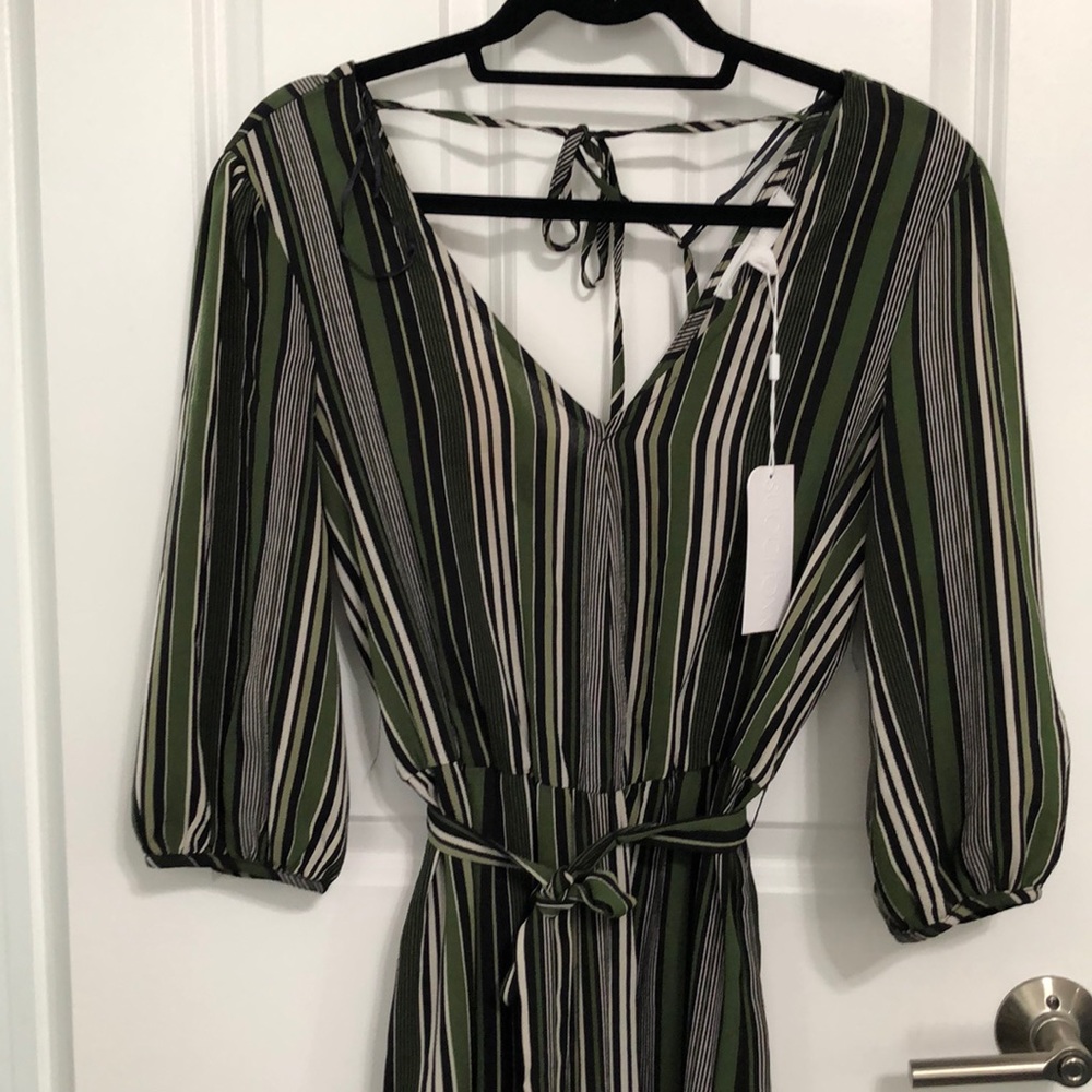 Striped Green Jumpsuit wide leg